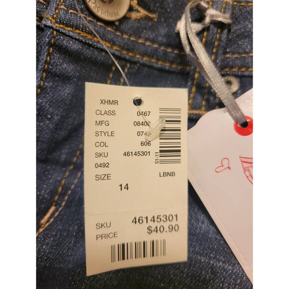 NWT Justice Blue Denim Simply Low Skinny Boot Jeans Junior Size 14R - Picture 3 of 10